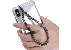 Achátový indický prívesok proti strate mobilného telefónu, korálik z prírodného kameňa 6 mm / 26,5 cm