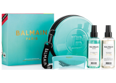 Balmain Paris Limited Edition Backstage Case textúrovací soľný sprej na vlasy 200 ml + sprej na ochranu pred slnkom 200 ml + vreckový hrebeň + kozmetická taštička, kozmetická sada