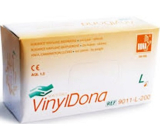 Dona Vinyldona rukavice vinylové nepudrované bezprašné, velikost L 200 kusů v krabici