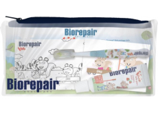 Biorepair Kids Zubná kefka 1 ks + jahodová zubná pasta pre deti od 0 do 6 rokov 15 ml, cestovné puzdro