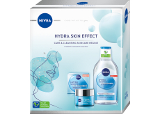 Nivea Hydra Skin Effect denný gélový krém s kyselinou hyalurónovou 50 ml + micelárna voda s kyselinou hyalurónovou 400 ml, kozmetická sada pre ženy