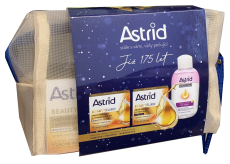 Astrid Beauty Elixir hydratačný denný krém proti vráskam s UV filtrami 50 ml + Beauty Elixir výživný nočný krém proti vráskam 50 ml + Aqua Biotic dvojfázový odličovač očí a pier 125 ml + puzdro, kozmetická sada pre ženy