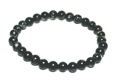Perlový čierny elastický syntetický náramok, gulička 6 mm / 16 - 17 cm, symbol ženskosti