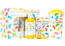 Regina Jelly Candy sprchový gel 250 ml + jelení lůj s vůní bonbonů 4,5 g + kelímek s víčkem 400 ml, kosmetická sada pro děti