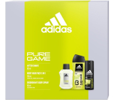 Adidas Pure Game voda po holení 100 ml + deodorant sprej 150 ml + sprchový gel 250 ml, kosmetická sada pro muže