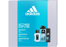 Adidas Ice Dive toaletná voda 50 ml + dezodorant v spreji 150 ml + sprchový gél 250 ml, darčeková sada pre mužov