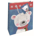 Nekupto Dárková papírová taška 23 x 18 x 10 cm Vánoční medvídek