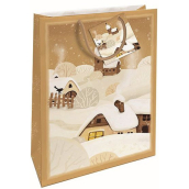 Nekupto Darčeková papierová taška 32,5 x 26 x 13 cm Vianočný snehový domček
