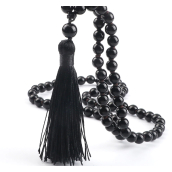 108 Mala Obsidián náhrdelník, meditačné šperky, prírodný kameň viazaný, elastický, korálik 6 mm, záchranný kameň