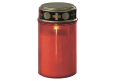 Emos Hřbitovní svíčka červená s LED světlem 7 x 12,5 cm