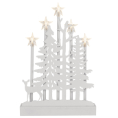 Emos Drevená dekorácia Vianočný svietnik Les s hviezdami 24 x 35,5 cm, 5 LED diód, teplá biela