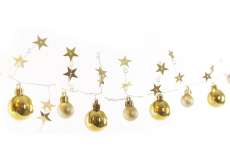 Emos Vianočná girlanda so zlatými guľami a hviezdami 1,9 m, 20 LED diód, teplá biela