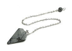Obsidiánové kyvadlo z prírodného kameňa 2,5 cm + 18 cm retiazka s korálkami, záchranný kameň