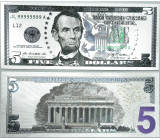 Postriebrená bankovka 5 USD s talizmanom