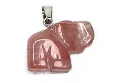 Krištáľovo ružový prívesok Slon prírodný kameň, ručne brúsená figúrka 1,8 x 2,5 x 8 mm, kamenné kamene