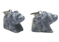 Sodalitový prívesok medveď prírodný kameň, ručne brúsená figúrka 1,8 x 2,5 x 8 mm, komunikácia s kameňom