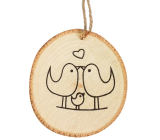 Drevená dekorácia na zavesenie Lovebirds 10 cm