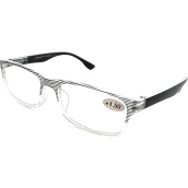 Berkeley Dioptrické okuliare na čítanie +1,5 plastové priehľadné, čierne pruhy 1 kus MC2248