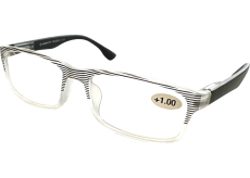 Berkeley Dioptrické okuliare na čítanie +1,0 plastové priehľadné, čierne pruhy 1 kus MC2248