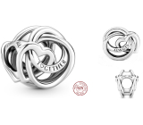 Sterlingové stříbro 925 Srdce v kroužcích - spolu + zirkony, korálek na náramek láska