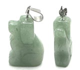 Chalcedón zelený prívesok Pes prírodný kameň, ručne brúsená figúrka 1,8 x 2,5 x 8 mm, kameň lásky, radosti
