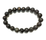 Opál čierny náramok elastický prírodný kameň, guľôčka 9 - 9,8 mm / 16 - 17 cm, kameň pre šťastie