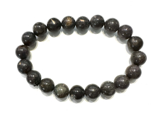 Opál čierny náramok elastický prírodný kameň, guľôčka 9 - 9,8 mm / 16 - 17 cm, kameň pre šťastie