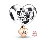 Striebro 925 Srdce a nápis I love you best friend - Milujem ťa, najlepší priateľ, náramok priateľstva