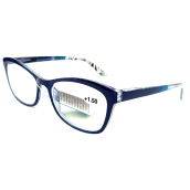 Berkeley dioptrické okuliare na čítanie +1,5 plastové modré, modré a strieborné bočnice 1 kus MC2235