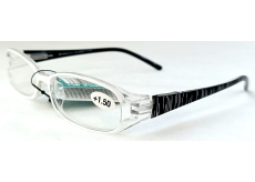 Berkeley Dioptrické okuliare na čítanie +1,5 plastové biele, čierne strany strieborné linky 1 kus MC2089