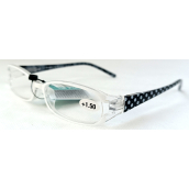 Berkeley Dioptrické okuliare na čítanie +1,5 plastové biele, čierne bočnice s bodkami 1 kus MC2089