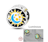 Striebro 925 Luminous - Deň / Noc, Slnko / Mesiac, Korálik klip na náramok vesmír