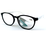 Berkeley dioptrické okuliare na čítanie +4,0 plastové čierne biele bočné rámiky 1 kus MC2253