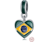 Striebro 925 Brazílska vlajka - srdce, kávové zrnko, prívesok na náramok