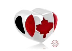 Strieborný 925 korálik s kanadskou vlajkou na cestovnom náramku