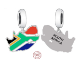 Striebro 925 Južná Afrika vlajka - srdce prívesok náramok Cestovanie