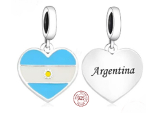 Prívesok zo striebra 925 Argentína vlajka - srdce, cestovný náramok