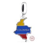 Striebro 925 Kolumbia vlajka - srdce, cestovný náramok prívesok