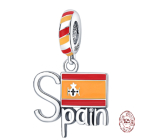 Striebro 925 španielska vlajka, cestovný náramok prívesok