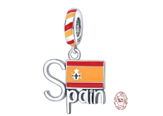 Prívesok zo striebra 925 Španielsko vlajka, cestovný náramok prívesok