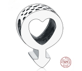 Striebro 925 Mužský symbol, srdce, korálik na náramku symbol