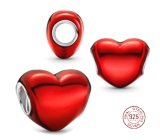 Šarm strieborný 925 kovový červený srdcový náramok láska