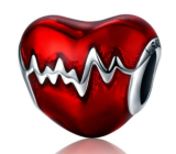 Prívesok Striebro 925 Heartbeat červená glazúra korálek na náramku láska