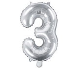 Ditipo Nafukovací fóliový balónik číslo 3 strieborný 35 cm 1 kus