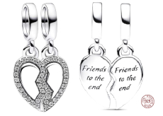 Prívesok zo striebra 925 Friends - Split Heart Charm 2v1, prívesok na náramok priateľstva