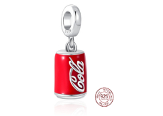 Strieborný prívesok 925 Coca Cola v plechovke, prívesok na náramok, jedlo a pitie