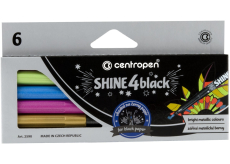 Centropen Shine4Black metalické popisovače so sýtymi atramentmi 1 mm 6 farieb