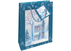 Nekupto Darčeková papierová taška 14 x 11 x 6,5 cm Vianočný snehový domček