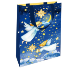 Nekupto Darčeková papierová taška s reliéfom 17,5 x 11 x 8 cm Vianoční anjeli