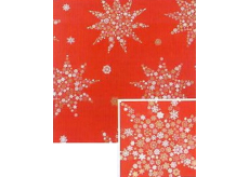 Nekupto Vianočný baliaci papier na darčeky 70 x 200 cm Červený, snehové hviezdy